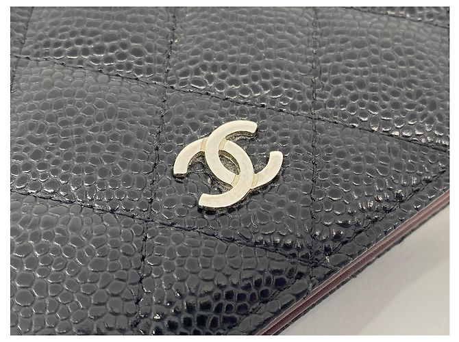 Chanel Langer Geldbeutel in Silberton Caviar Flap Weiß - Ansicht 8