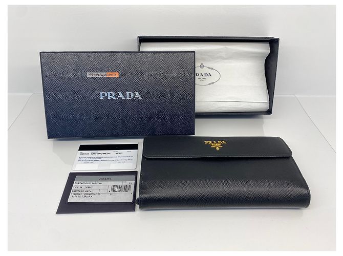 Prada Saffiano Metall Schwarz Langer Geldbeutel - Ansicht 13