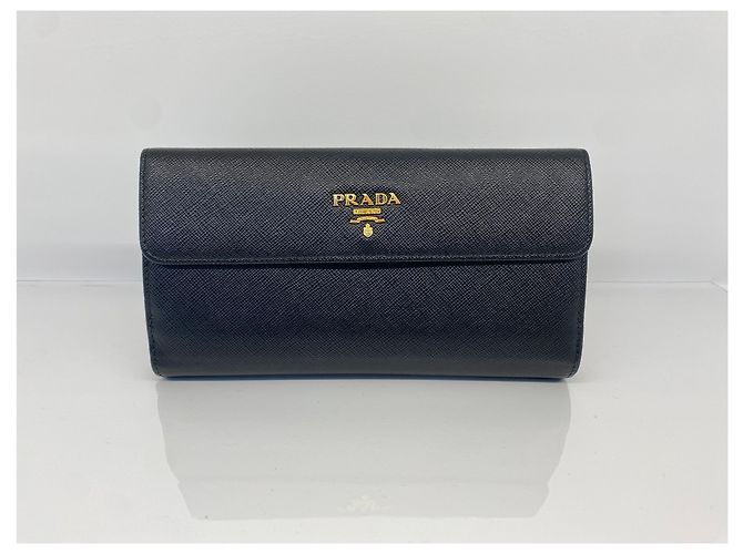 Prada Saffiano Metall Schwarz Langer Geldbeutel - Ansicht 2