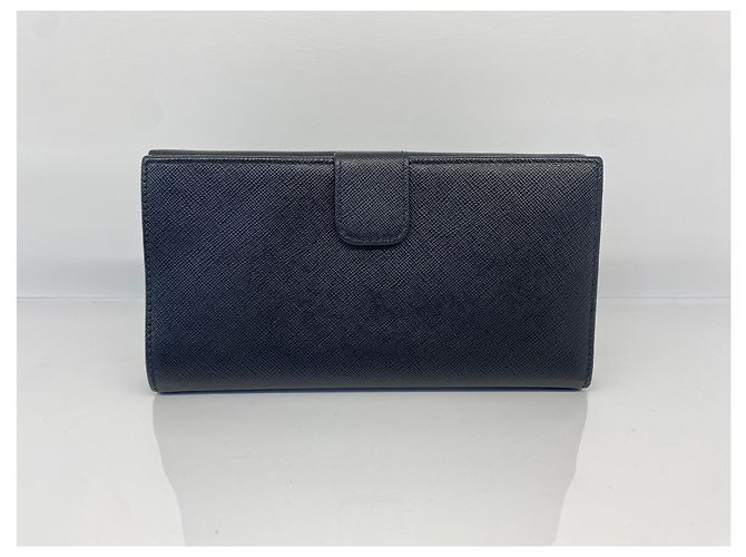 Prada Saffiano Metall Schwarz Langer Geldbeutel - Ansicht 3