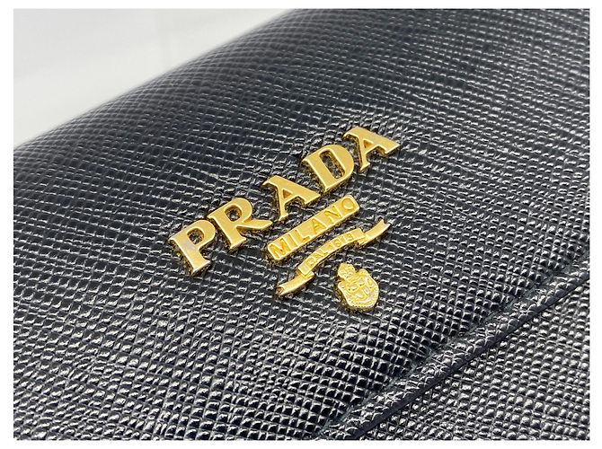 Prada Saffiano Metall Schwarz Langer Geldbeutel - Ansicht 4