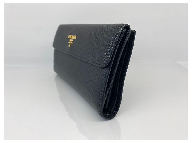 Prada Saffiano Metall Schwarz Langer Geldbeutel - Ansicht 5