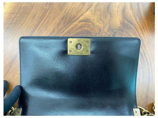 Chanel Borsa Boy in agnello arancione - Serie Point Nero - vista 11