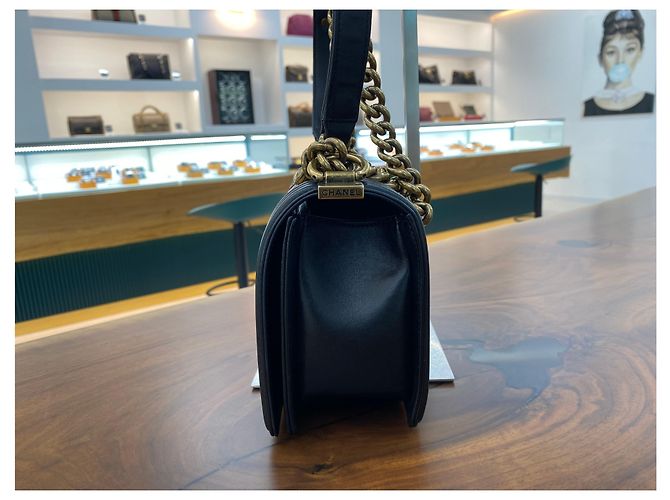 Chanel Borsa Boy in agnello arancione - Serie Point Nero - vista 4