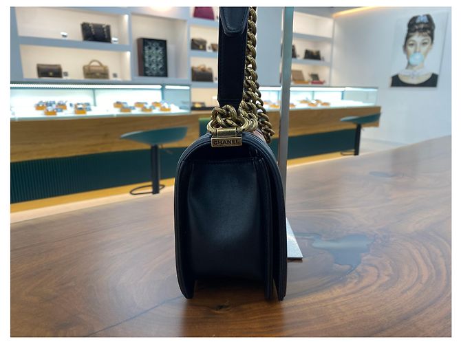 Chanel Borsa Boy in agnello arancione - Serie Point Nero - vista 5