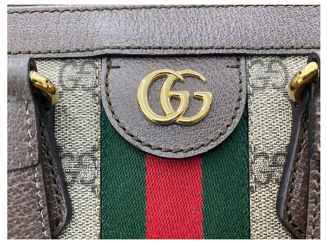 Gucci Borsa a Spalla Ophidia Tote Marrone - vista 6