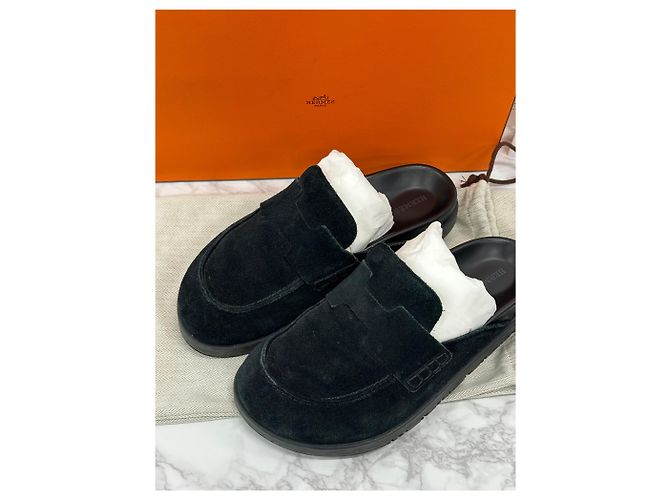 Hermès Mule Go in scamosciato nero - vista 5