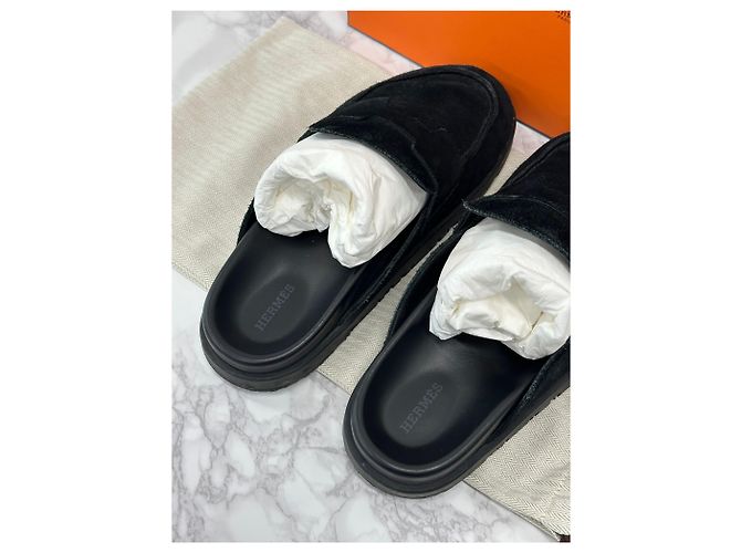 Hermès Mule Go in scamosciato nero - vista 7