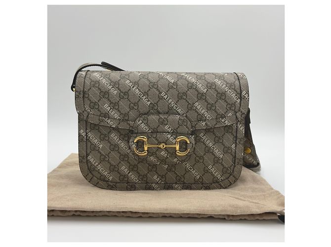 Gucci Borsa a Spalla Horsebit Marrone - vista 2