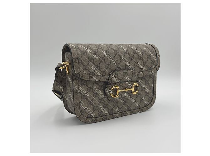 Gucci Borsa a Spalla Horsebit Marrone - vista 4