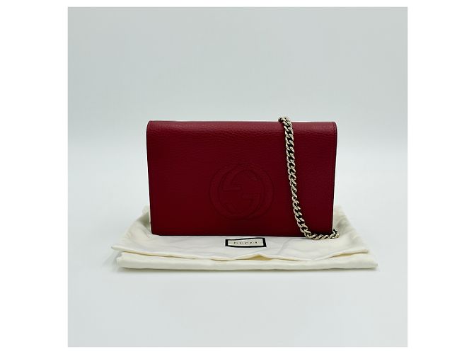 Gucci Borsa a tracolla in pelle rossa Soho con catena Rosso - vista 2