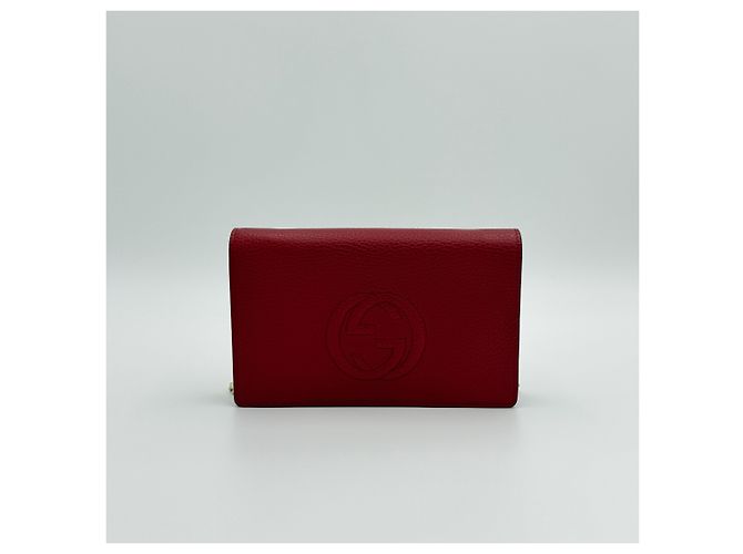 Gucci Borsa a tracolla in pelle rossa Soho con catena Rosso - vista 3