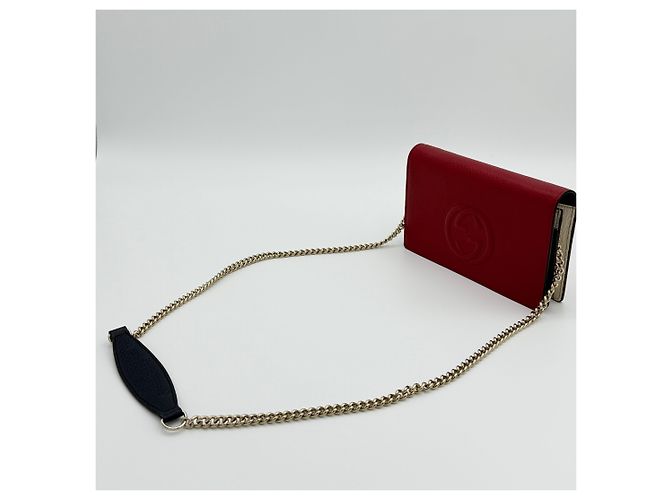 Gucci Borsa a tracolla in pelle rossa Soho con catena Rosso - vista 4