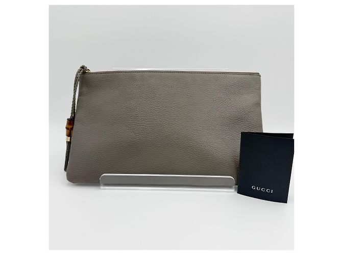 Bamboo Gucci Clutch in pelle con frange in bambù Marrone - vista 2