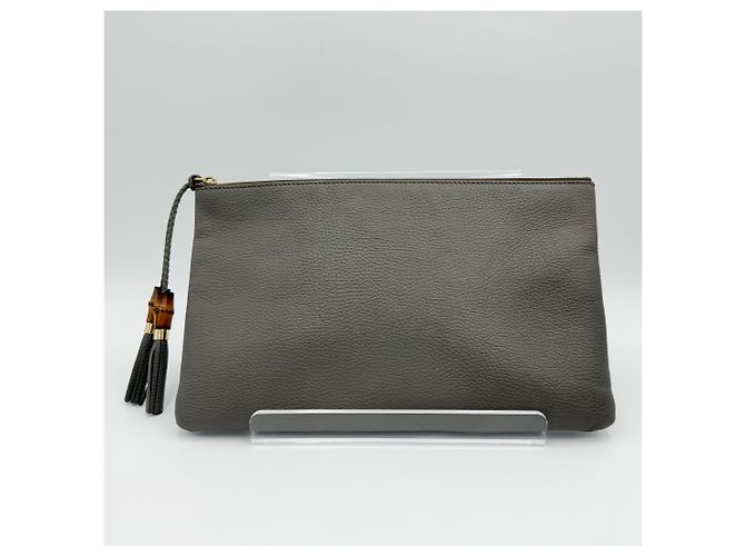 Bamboo Gucci Clutch in pelle con frange in bambù Marrone - vista 3