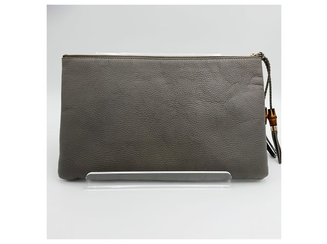 Bamboo Gucci Clutch in pelle con frange in bambù Marrone - vista 6