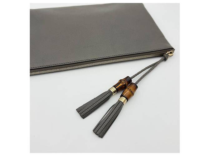 Bamboo Gucci Clutch in pelle con frange in bambù Marrone - vista 8