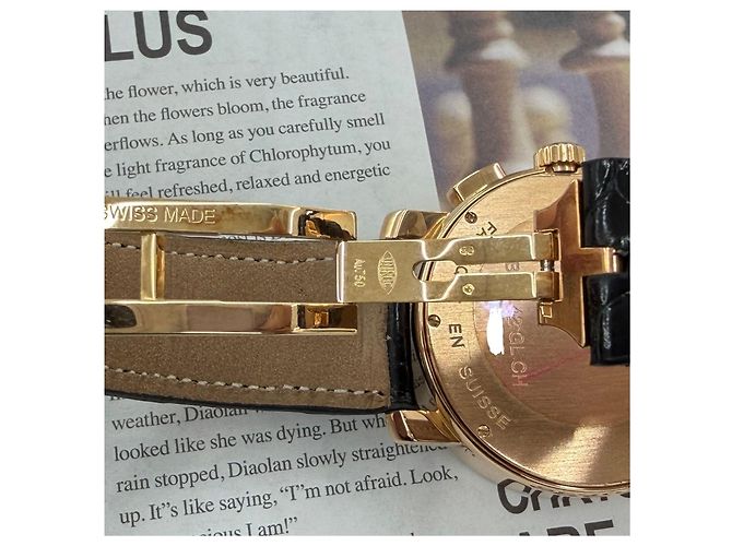 Bulgari Relógio Cronógrafo de Couro Dourado Rosa Preto - vista 12