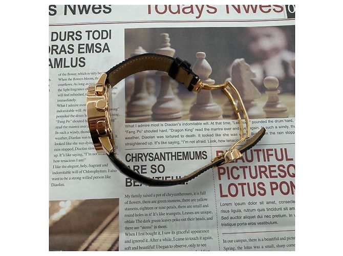 Bulgari Relógio Cronógrafo de Couro Dourado Rosa Preto - vista 14