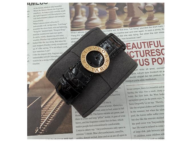 Bulgari Relógio Cronógrafo de Couro Dourado Rosa Preto - vista 8