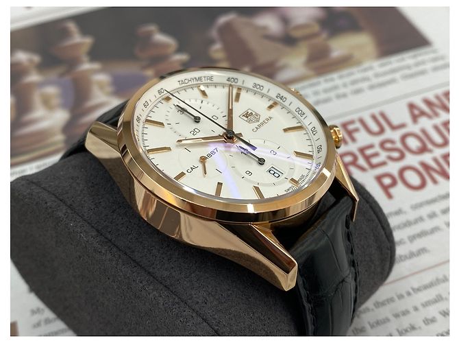Tag Heuer Carrera White Chrono Rose Gold Case - view 4