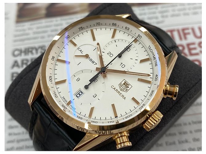 Tag Heuer Carrera White Chrono Rose Gold Case - view 5