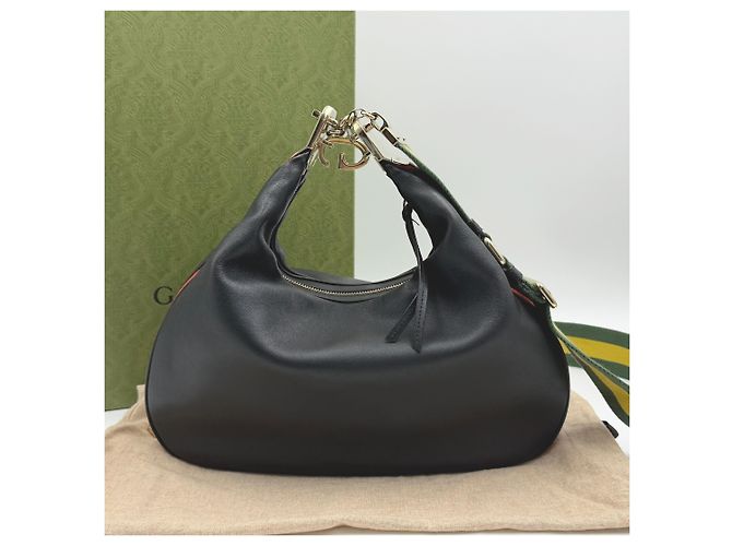 Gucci Borsa hobo grande in pelle nera Nero - vista 2
