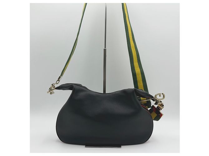 Gucci Borsa hobo grande in pelle nera Nero - vista 3