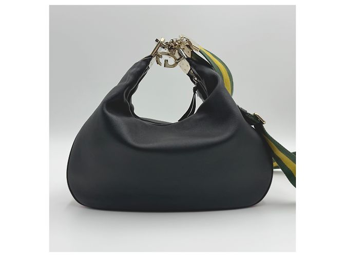 Gucci Borsa hobo grande in pelle nera Nero - vista 4