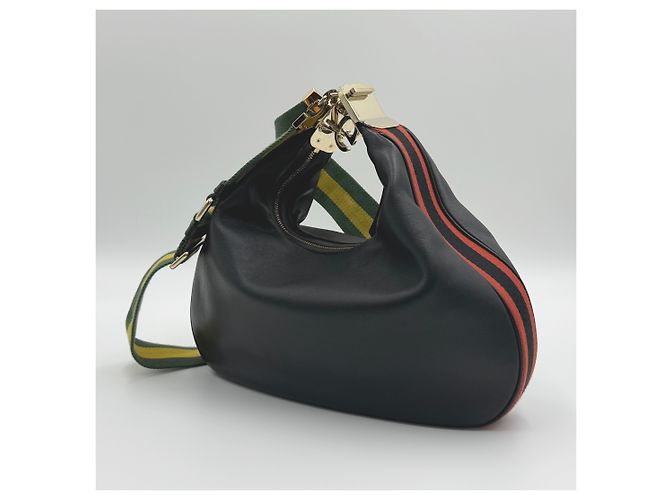 Gucci Borsa hobo grande in pelle nera Nero - vista 6