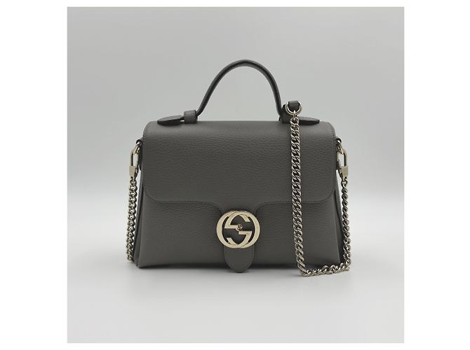 Gucci Borsa a spalla con catena e manico superiore intrecciato - Piccola Marrone - vista 2