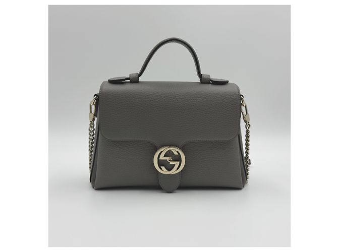 Gucci Borsa a spalla con catena e manico superiore intrecciato - Piccola Marrone - vista 3