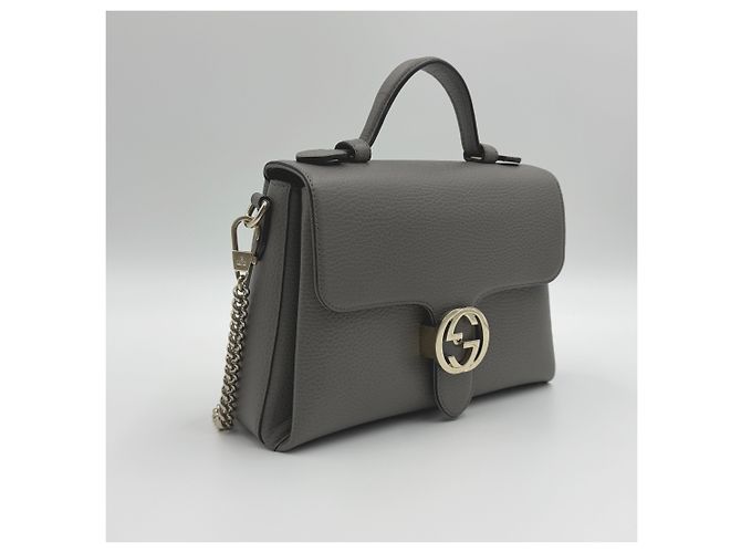Gucci Borsa a spalla con catena e manico superiore intrecciato - Piccola Marrone - vista 4