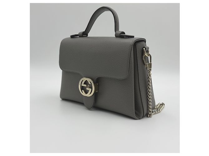 Gucci Borsa a spalla con catena e manico superiore intrecciato - Piccola Marrone - vista 5
