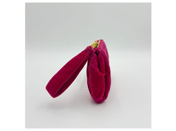 Miu Miu Pochette in velluto trapuntato rosa con tracolla - vista 4