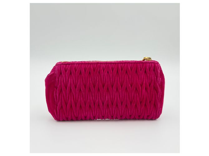 Miu Miu Pochette in velluto trapuntato rosa con tracolla - vista 6