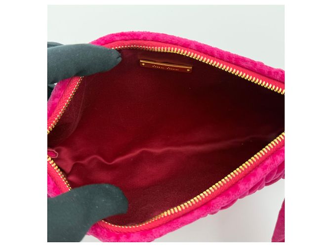 Miu Miu Pochette in velluto trapuntato rosa con tracolla - vista 8