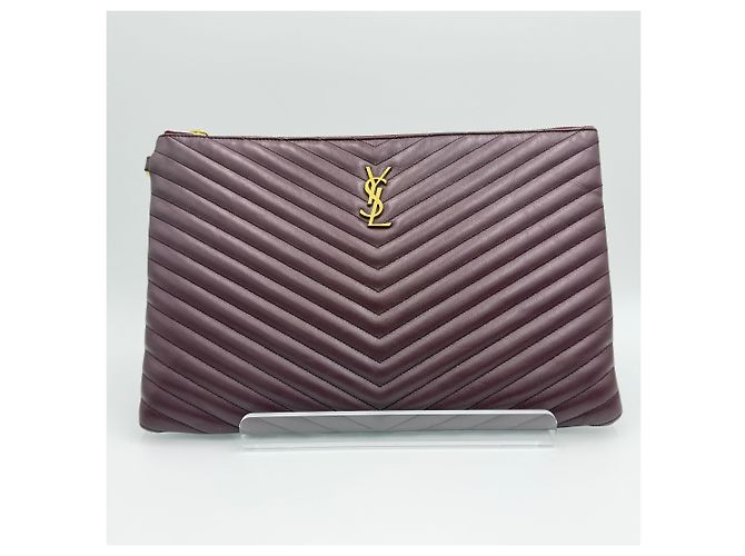 Saint Laurent Clutch Grande Matelassé Monogramma Nero e Oro Rosso - vista 3