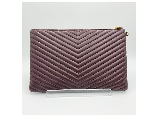Saint Laurent Clutch Grande Matelassé Monogramma Nero e Oro Rosso - vista 6