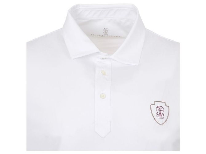 Brunello Cucinelli Polo T-Shirt mit kurzen Ärmeln und Logo Weiß - Ansicht 4