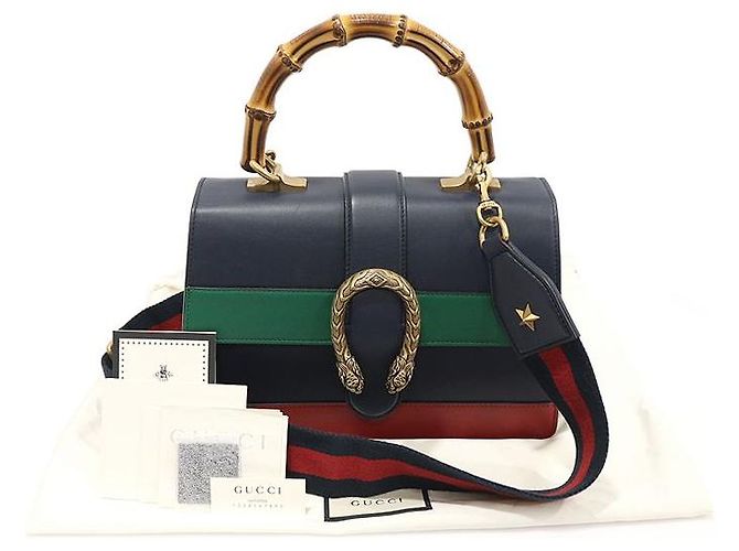 Gucci Mittelgroße Navy-Leder Dionysus Tasche mit Bambusgriff Blau - Ansicht 2