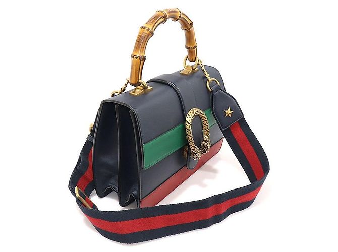 Gucci Mittelgroße Navy-Leder Dionysus Tasche mit Bambusgriff Blau - Ansicht 3