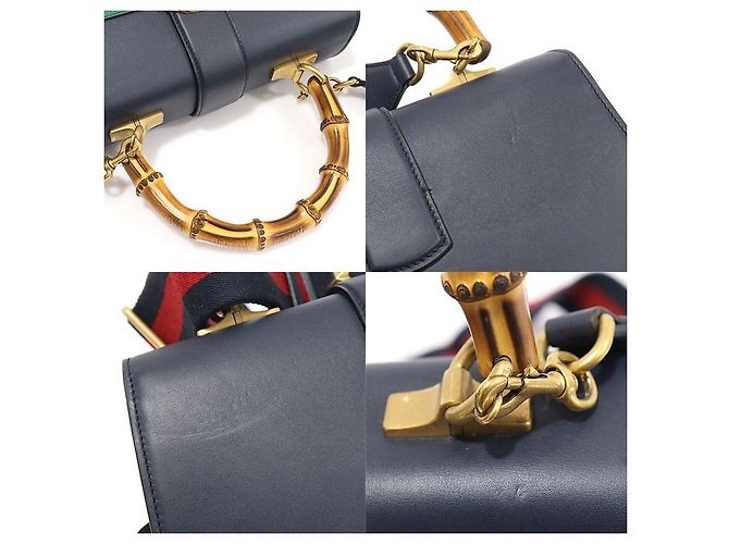 Gucci Mittelgroße Navy-Leder Dionysus Tasche mit Bambusgriff Blau - Ansicht 5