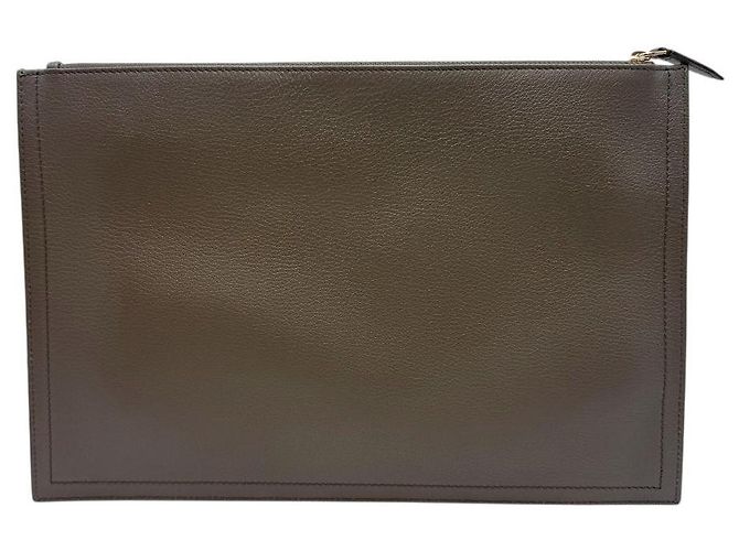 Givenchy Clutch Envelope Antigona in Pelle di Capra Grigia Grande Marrone - vista 3
