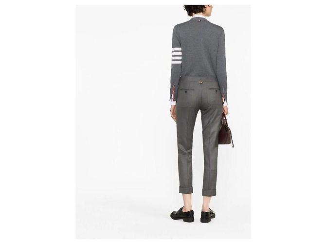 Thom Browne Pantalones skinny de lana super twill de tiro bajo Castaño - vista 6