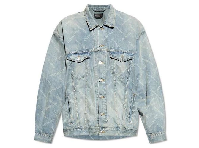 Balenciaga Chaqueta de denim oversized con estampado diagonal Azul - vista 4