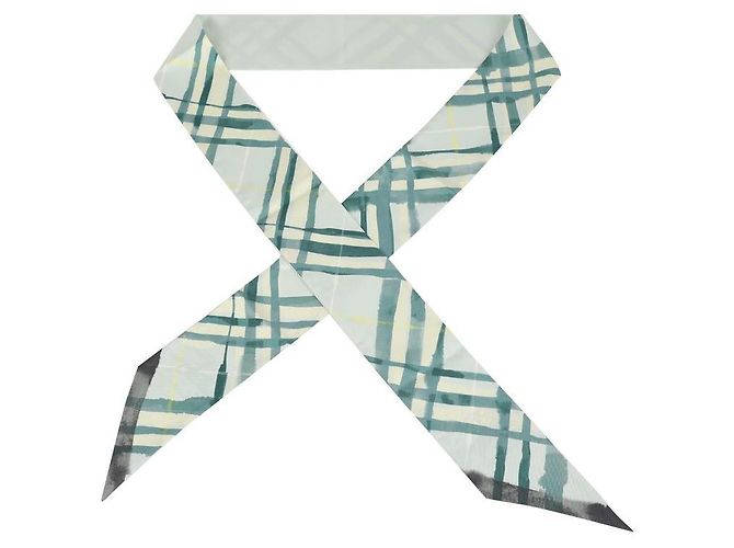 Burberry Sciarpa in seta a quadri reversibile Verde - vista 5