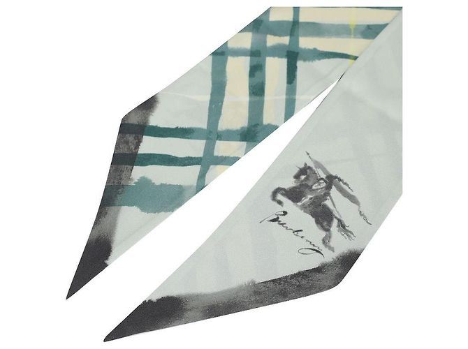 Burberry Sciarpa in seta a quadri reversibile Verde - vista 7