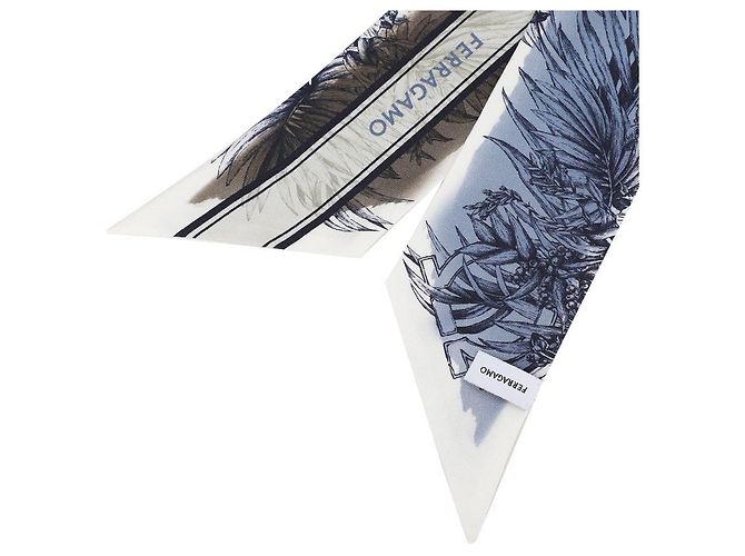 Salvatore Ferragamo Écharpe en cachemire BLEU CIEL+BRUN - vue 7