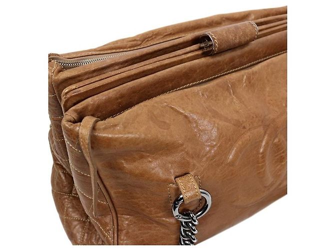 Chanel Brown Leather Big CC Chain Shoulder Bag - view 9